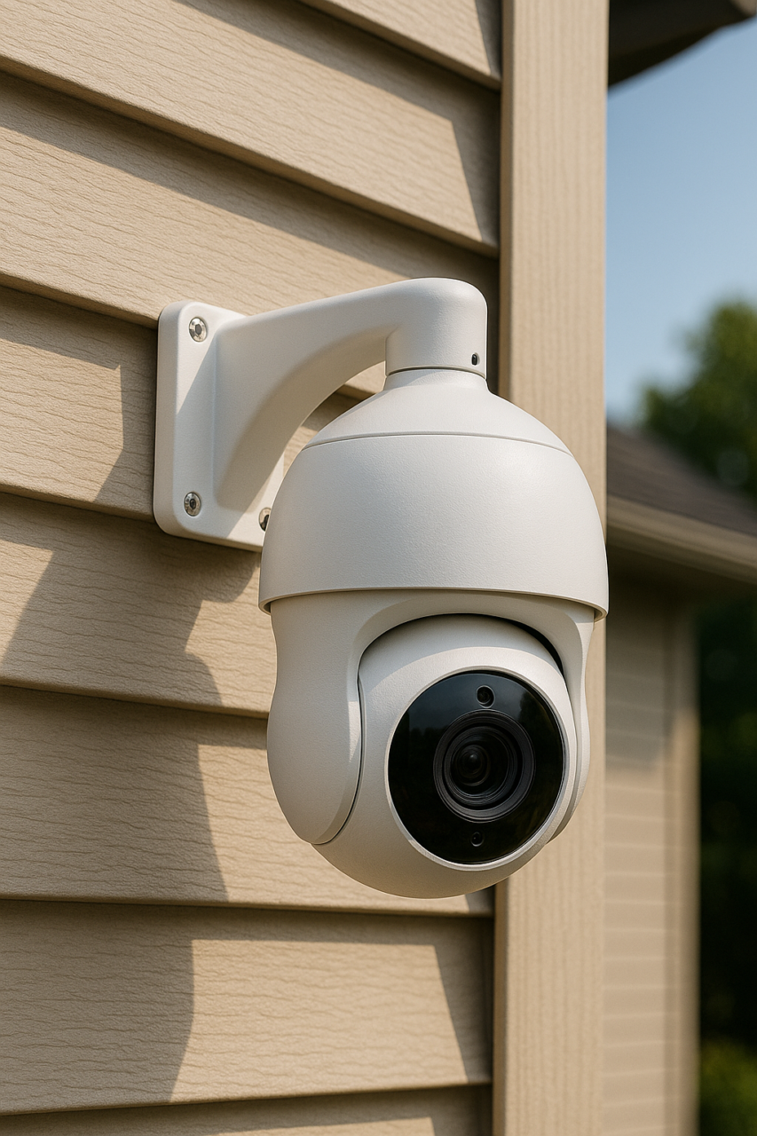 ptz camera mounted to house